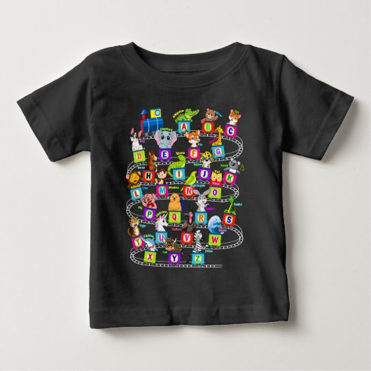 T-shirt Pour Bébé Alphabet Animal ABC Apprentissage (Devant)
