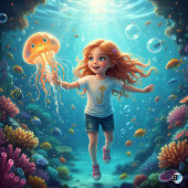 T-shirt Pour Bébé Alphabet animal J pour la méduse