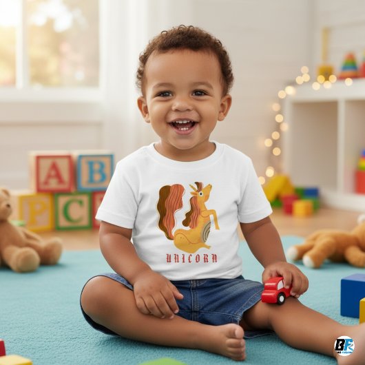 T-shirt Pour Bébé Alphabet animal U pour Unicorne