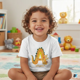 T-shirt Pour Bébé Alphabet des Animaux A pour Alligator