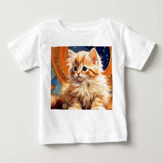 T-shirt Pour Bébé Alphonse Mucha Art Nouveau Chat orange (Devant)