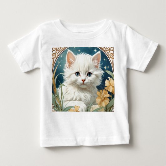 T-shirt Pour Bébé Alphonse Mucha Art Nouveau Kitten (Devant)