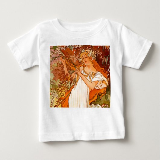 T-shirt Pour Bébé Alphonse Mucha Printemps Art Nouveau (Devant)
