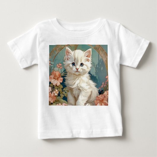 T-shirt Pour Bébé Alphonse Mucha Style Chat blanc (Devant)
