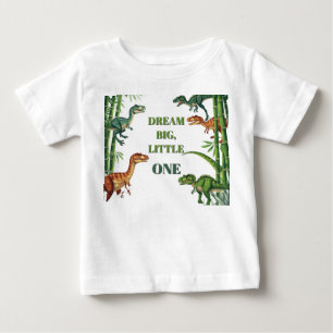 T-shirt Pour Bébé Amis dinosaures encadrés dans une scène de jungle