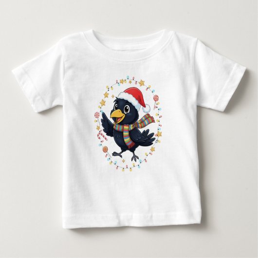 T-shirt Pour Bébé AMITA | Cheerful Crow - Holiday Lights (Devant)
