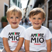 AMORE MIO Italien Drapeau Coeur Blanc