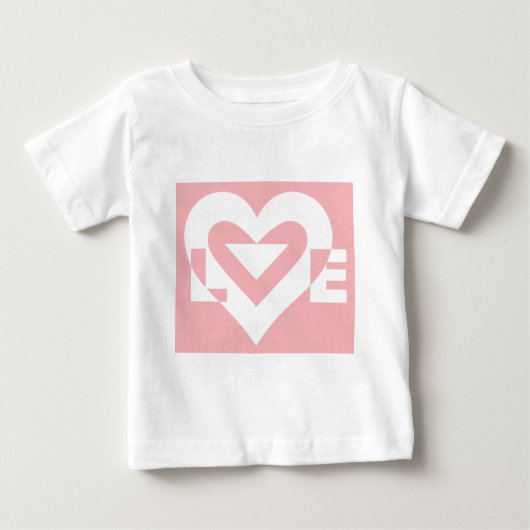 T-shirt Pour Bébé Amour blanc sur rose (Devant)