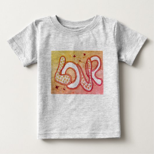 T-shirt Pour Bébé Amour dans les années 60 style orange et jaune (Devant)