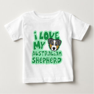T-shirt Pour Bébé Amour de Kawaii I mon tri berger d'Australien de