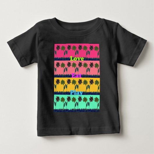 T-shirt Pour Bébé Amour Manger Jouer Impression d'art (Devant)
