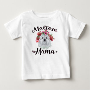 T-shirt Pour Bébé Amoureux des chiens Mignonne Mama Fleurs de Chie