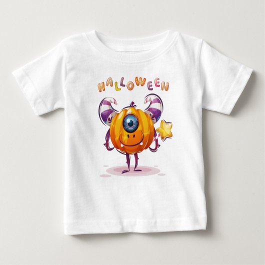 T-shirt Pour Bébé Amusant Citrouille d'Halloween chilien avec baguet (Devant)
