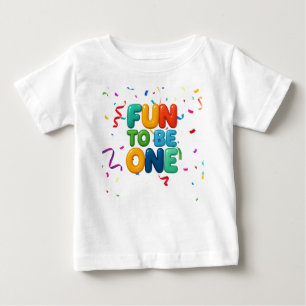 T-shirt Pour Bébé Amusant d'être un, Confettis Colorés 1er Anniversa