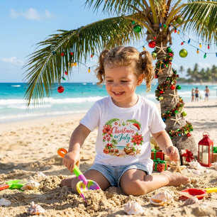 T-shirt Pour Bébé Amusant Noël en juillet Vacances à la plage