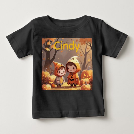 T-shirt Pour Bébé Amusement d'automne avec un ami (Devant)