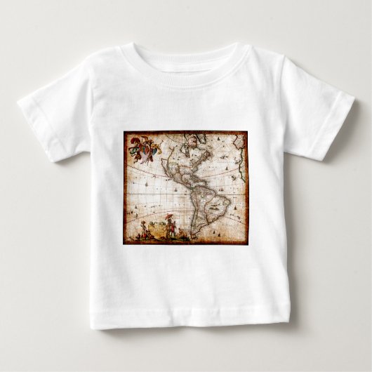 T-shirt Pour Bébé Ancienne carte du continent américain (Devant)