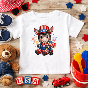 T-shirt Pour Bébé Âne patriotique mignon