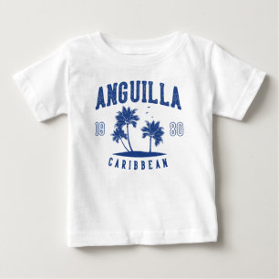 T-shirt Pour Bébé Anguilla Palmier des Caraïbes 1980