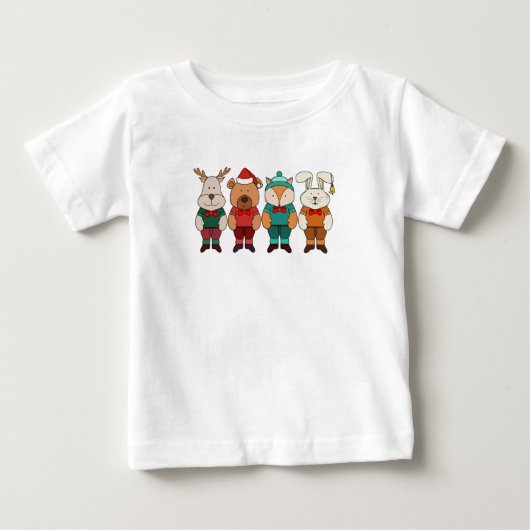 T-shirt Pour Bébé Animaux adorables prêts pour l'hiver (Devant)