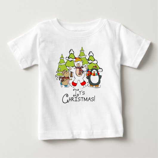 T-shirt Pour Bébé Animaux C'est Noël (Devant)