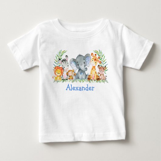 T-shirt Pour Bébé Animaux de bébé de safari à l'aquarelle Éléphant b (Devant)