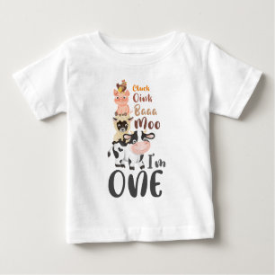 T-shirt Pour Bébé Animaux de ferme 1er anniversaire Moo Vache sainte