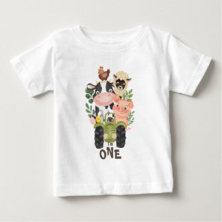 T-shirt Pour Bébé Animaux de ferme 1er anniversaire Moo Vache sainte
