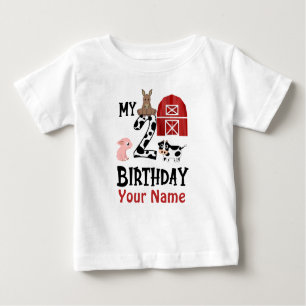 T-shirt Pour Bébé Animaux de ferme du 2e anniversaire Personnalisés