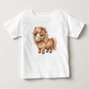 T-shirt Pour Bébé Animaux de ferme mignons-Poney