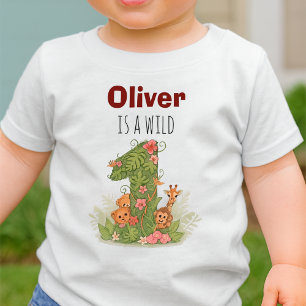 T-shirt Pour Bébé Animaux de la jungle de Safari Premier Anniversair