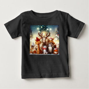 T-shirt Pour Bébé Animaux de Noël 7