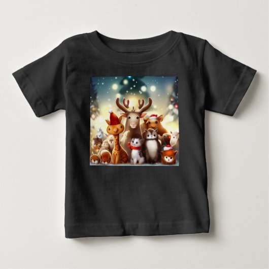 T-shirt Pour Bébé Animaux de Noël 7 (Devant)