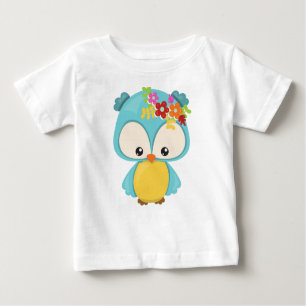 T-shirt Pour Bébé Animaux de printemps, Chouette mignonne, Petite ch