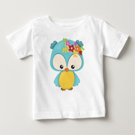 T-shirt Pour Bébé Animaux de printemps, Chouette mignonne, Petite ch (Devant)