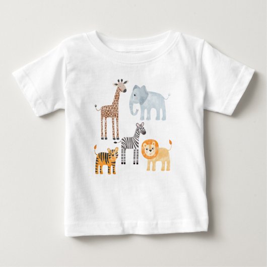 T-shirt Pour Bébé Animaux de safari bébé mignons aquarelle (Devant)