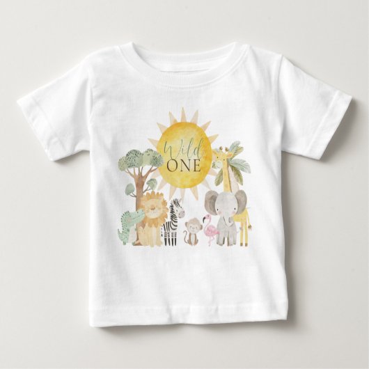T-shirt Pour Bébé Animaux de safari Nyala Sauvage Un Premier Anniver (Devant)