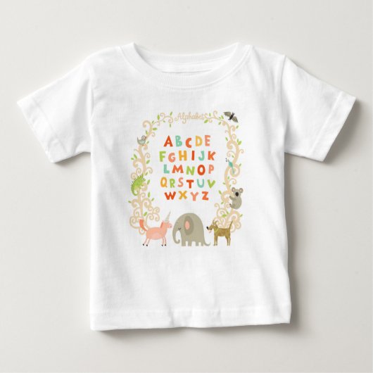 T-shirt Pour Bébé Animaux Et Alphabet Rêfs (Devant)