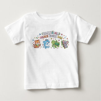 T-shirt Pour Bébé Animaux mignons de la Journée de la Terre - Paix t