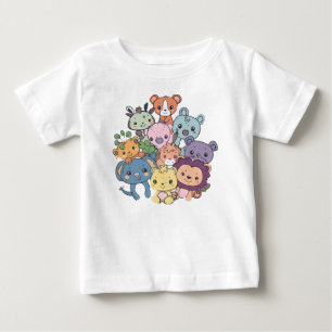 T-shirt Pour Bébé Animaux Mignons Kawaii Devant et Derrière Tout-Pet
