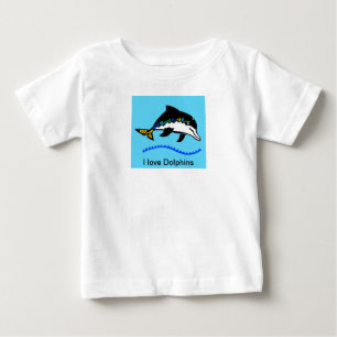 T-shirt Pour Bébé Animaux sauvages - I love DOLPHINS - Marine blue -
