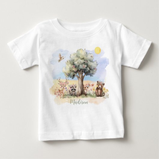 T-shirt Pour Bébé Animaux Whimsical Woodland (Devant)