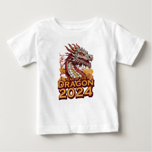 T-shirt Pour Bébé Année du dragon 2024 bébé chemises blanches, Drago