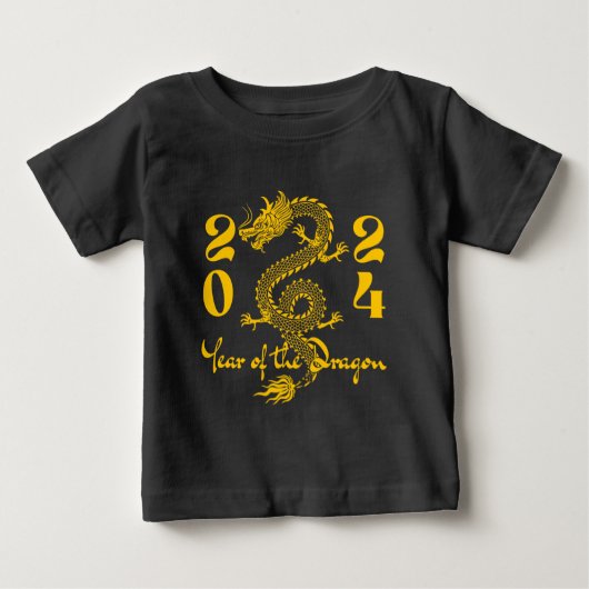 T-shirt Pour Bébé Année du Dragon en or (Devant)