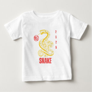 T-shirt Pour Bébé Année du Serpent 2025 or