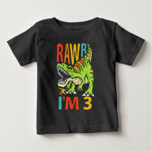 T-shirt Pour Bébé Anniversaire 3 ans Dinosaure T Rex Rawr J'ai 3 ans