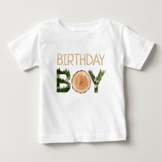 T-shirt Pour Bébé Anniversaire Boy Aquarelle Bois (Devant)