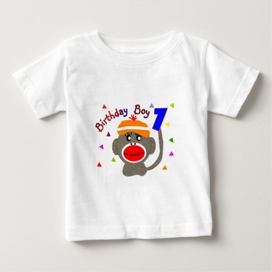 T-shirt Pour Bébé Anniversaire BOY Sock singe 1 an (Devant)