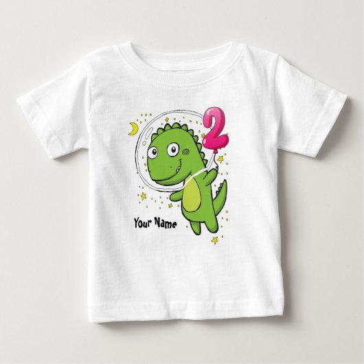 T-shirt Pour Bébé Anniversaire d'astronaute de dinosaure 2ème (Devant)