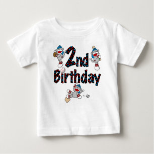 T-shirt Pour Bébé Anniversaire de base-ball de singe de chaussette